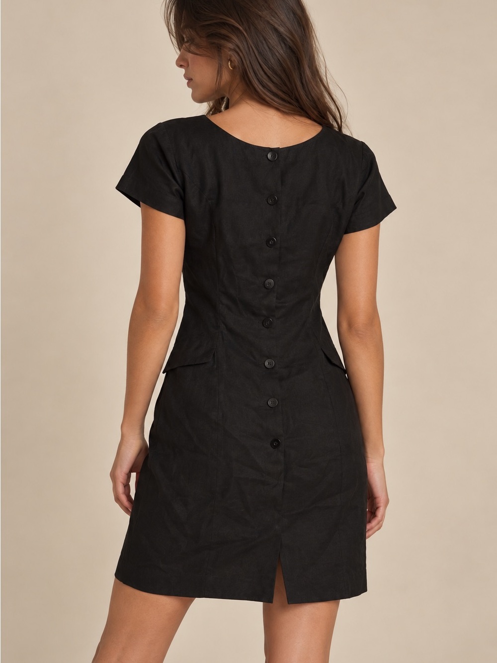 Ann Taylor Black Short-Sleeve Shift Dress - Picture 2 of 5